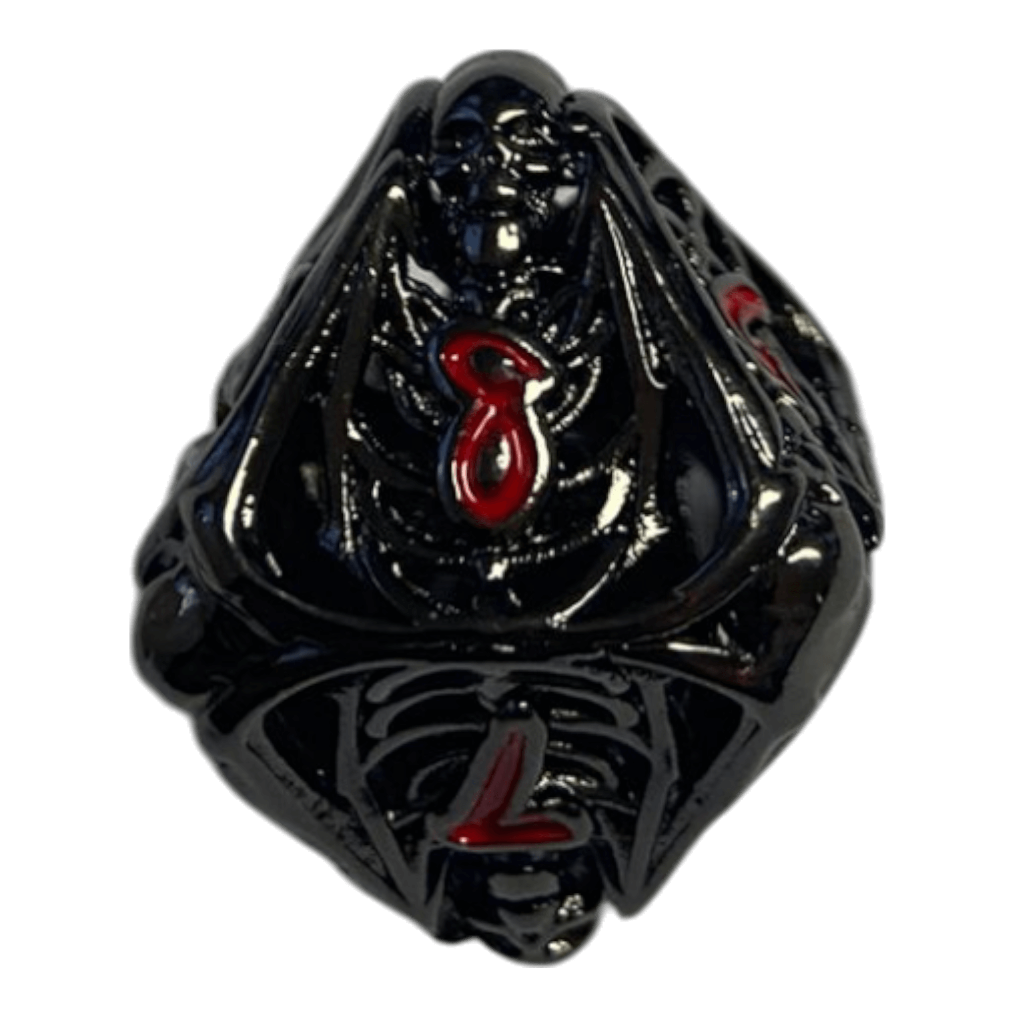 Würfel Stube W8 Totenkopf Metallwürfel (Schwarz mit roten Nummern) - 18mm