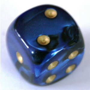 Chessex Gemini Black-Blue/Gold D6 16mm