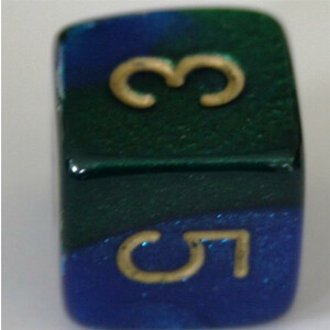 Chessex Gemini Blue-Green/Gold D6