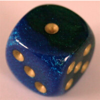 Chessex Gemini Blue-Green/Gold D6 16mm