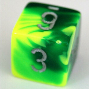 Chessex Gemini Green-Yellow/Silver D6