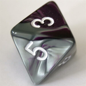 Chessex Gemini Purple-Steel/White D8