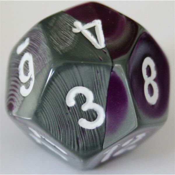 Chessex Gemini Purple-Steel/White D12