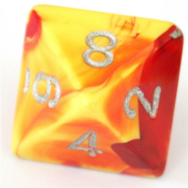 Chessex Gemini Red-Yellow/Silver D8