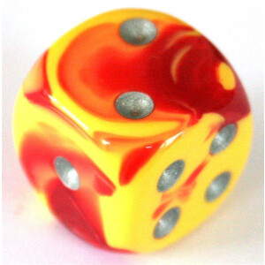 Chessex Gemini Red-Yellow/Silver D6 16mm