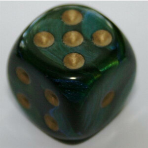 Chessex Scarab Jade/Gold W6 16mm Set