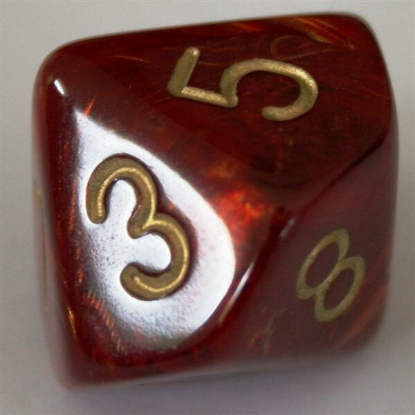 Chessex Scarab Scarlet/Gold D10