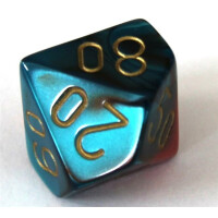 Chessex Gemini Red-Teal/Gold D10%