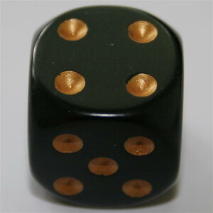 Chessex Opaque Black/Gold W6 16mm