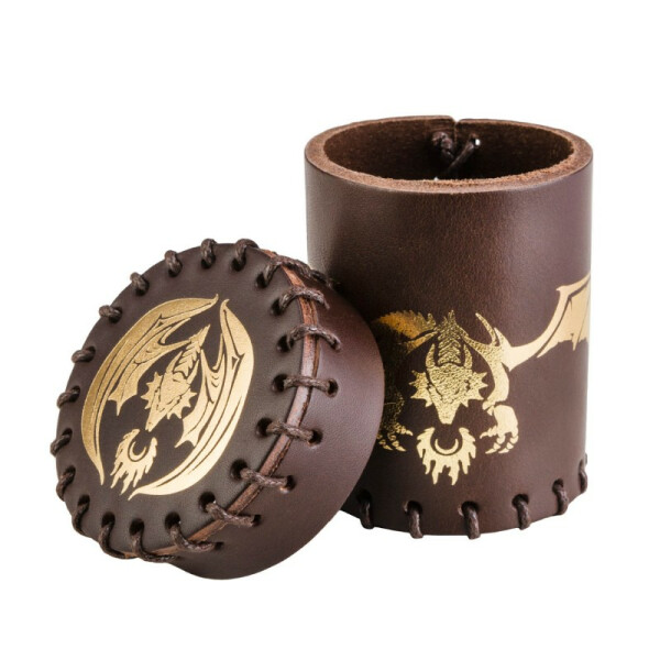 Dice cup flying dragon brown/gold