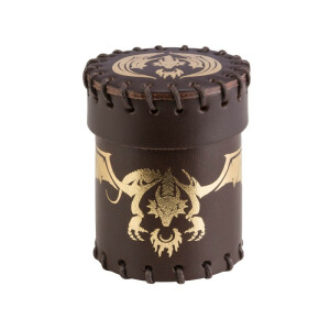 Dice cup flying dragon brown/gold