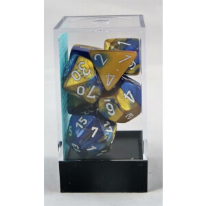 Chessex Gemini blue-gold/white set boxed