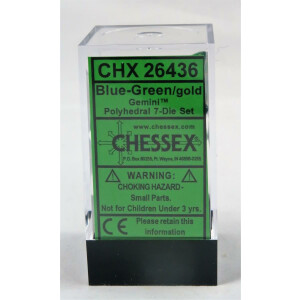 Chessex Gemini blue-green/gold set boxed