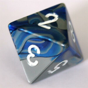 Chessex Gemini blue-steel/white set boxed