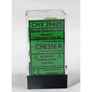 Chessex Gemini gold-green/white set boxed