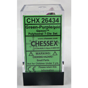 Chessex Gemini green-purple/gold set boxed