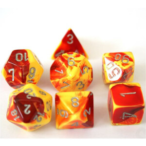 Chessex Gemini red-yellow/silver set boxed