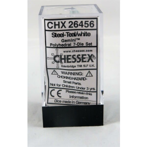 Chessex Gemini steel-teal/white set boxed