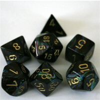 Chessex Lustrous Shadow/Gold Set boxed