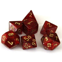 Chessex Glitter ruby/gold Set boxed