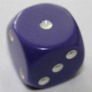 Chessex Opaque Purple/White D6 16mm