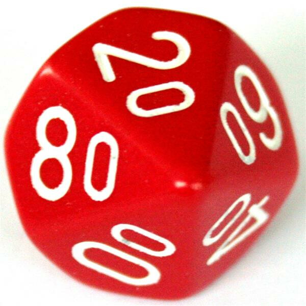 Chessex Opaque Red/White D10%
