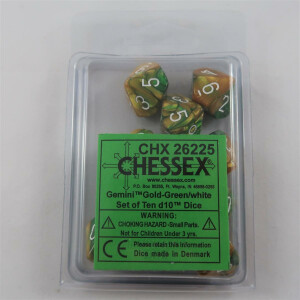 Chessex Gemini gold-green 10 x D10 Set