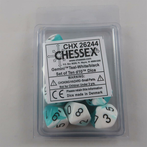 Chessex Gemini teal-white 10 x D10 Set