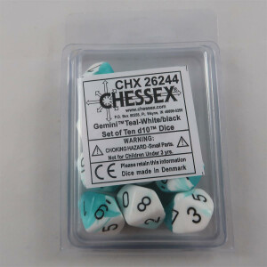 Chessex Gemini teal-white 10 x D10 Set