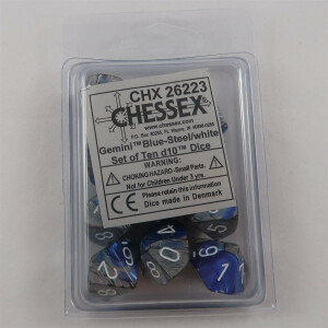 Chessex Gemini blue-steel 10 x D10 Set
