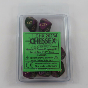 Chessex Gemini green-purple 10 x D10 Set