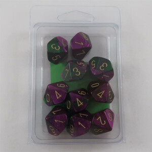 Chessex Gemini green-purple 10 x D10 Set