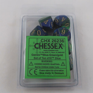 Chessex Gemini blue-green 10 x D10 Set