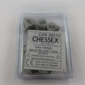 Chessex Opaque Dark grey/black 10 x D10 Set