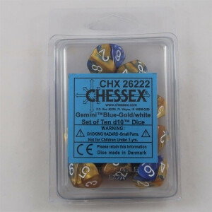 Chessex Gemini blue-gold 10 x W10 Set