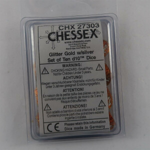 Chessex Glitter gold/silver 10 x D10 Set