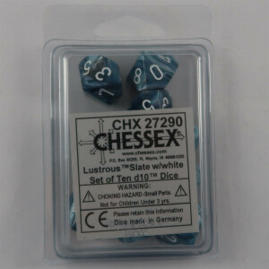Chessex Lustrous Slate/white 10 x D10 Set