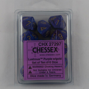 Chessex Lustrous Purple/Gold 10 x D10 Set