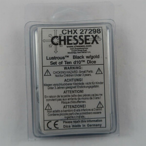 Chessex Lustrous Black/Gold 10 x W10 Set