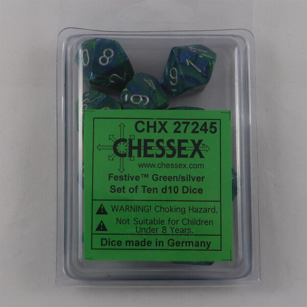 Chessex Festive Green 10 x D10 Set
