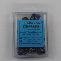 Chessex Scarab Royal Blue/Gold 10 x W10 Set