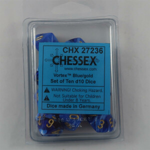 Chessex Vortex Blue/Gold 10 x W10 Set