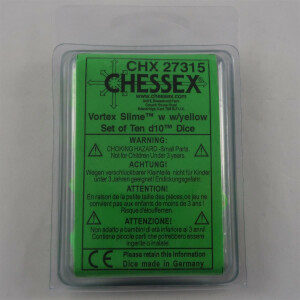 Chessex Vortex Slime/Yellow 10 x W10 Set