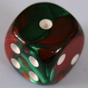 Chessex Gemini Green-Red/White D6 20mm