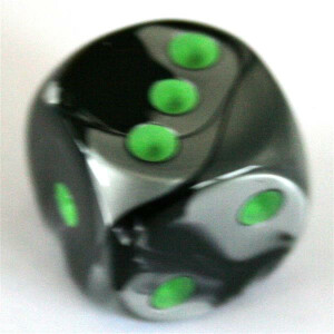 Chessex Gemini Black-Grey/Green D6 20mm