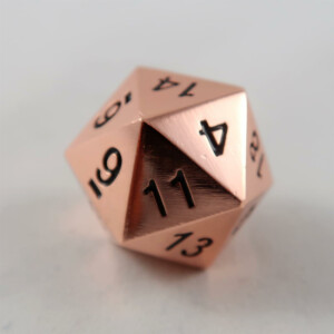 Metal dice D20 shiny copper