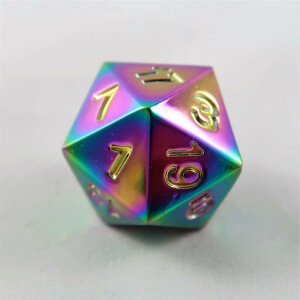 Metal dice D20 rainbow