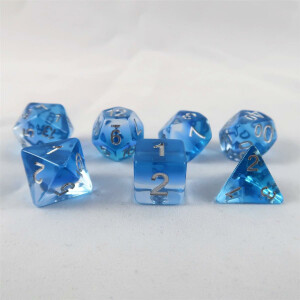 Layer dice translucent blue set