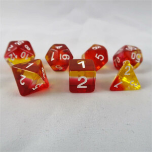 Layer dice translucent red/clear/yellow set