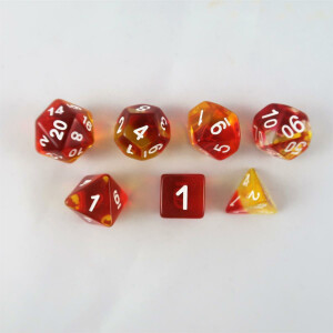 Layer dice translucent red/clear/yellow set